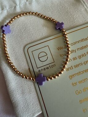 Newton Rose Gold Bead Bracelet with Lilac Cross Accents